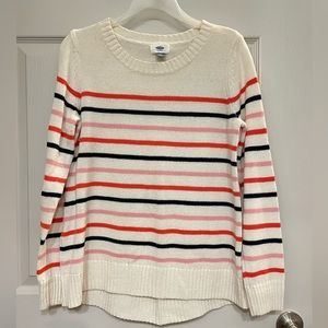 Old Navy Cream Multicolor Striped Sweater